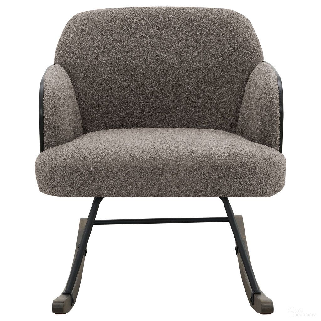 The appearance of Paige Boucle Upholstered Mid Back Rocking Chair In Taupe and Dark Oak designed by Coaster in the modern / contemporary interior design. This taupe/dark oak piece of furniture  was selected by 1StopBedrooms from Paige Collection to add a touch of cosiness and style into your home. Sku: 602626. Material: Polyurethane.