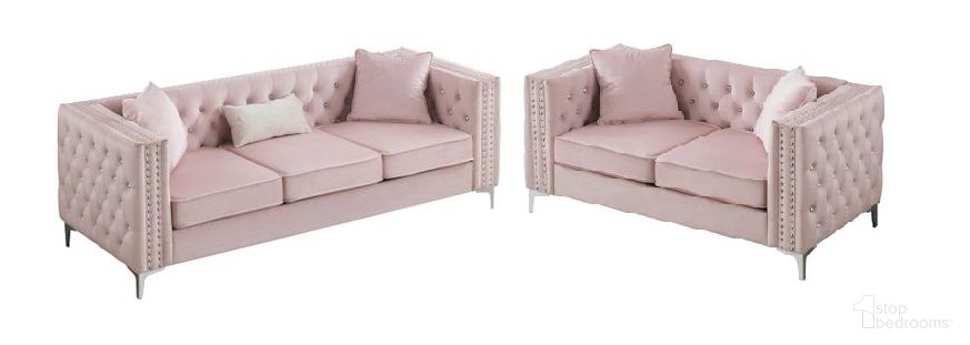 Paige Living Room Set In Pink