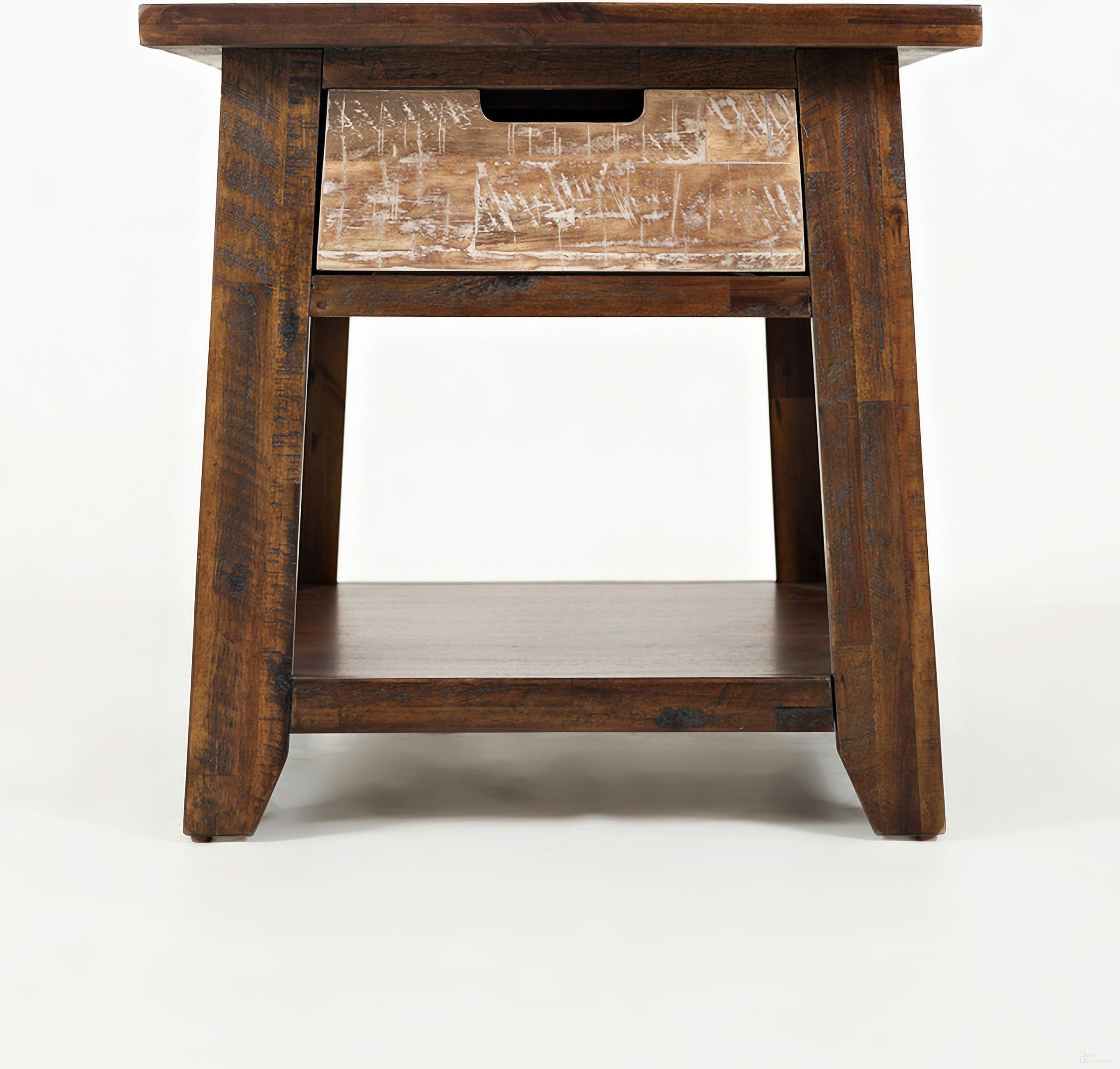 The appearance of Painted Canyon End Table In Distressed Brown designed by Jofran in the transitional interior design. This distressed brown piece of furniture was selected by 1StopBedrooms from Painted Canyon Collection to add a touch of cosiness and style into your home. Sku: 1600-3. Material: Acacia.