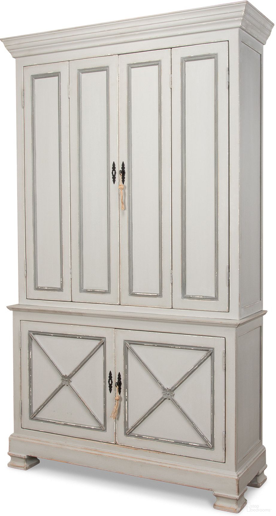The appearance of Painted Directoire Gray Style Cupboard designed by Sarreid in the transitional interior design. This grey piece of furniture was selected by 1StopBedrooms from Painted Directoire Collection to add a touch of cosiness and style into your home. Sku: 30122.