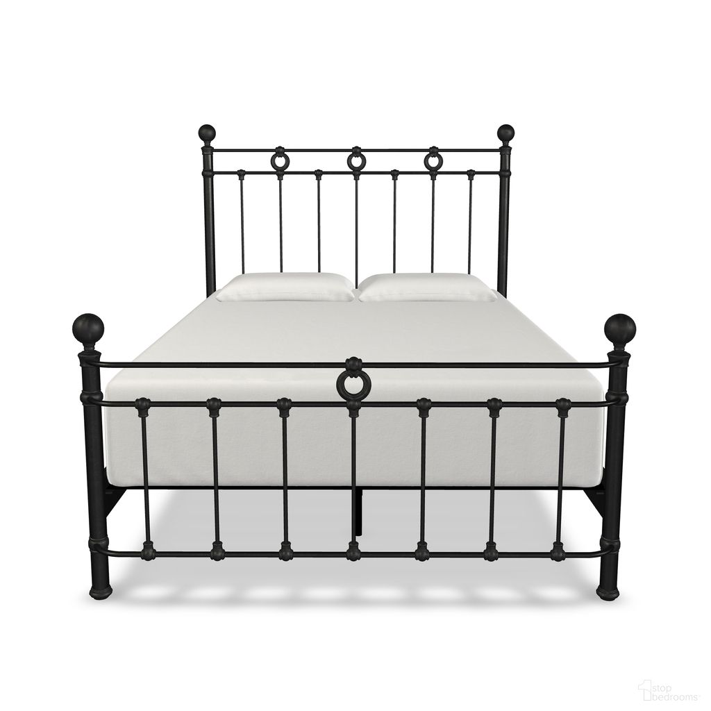 Paisley California King Complete Bed with Metal Profile and Platform Wood Slats In Weathered Iron