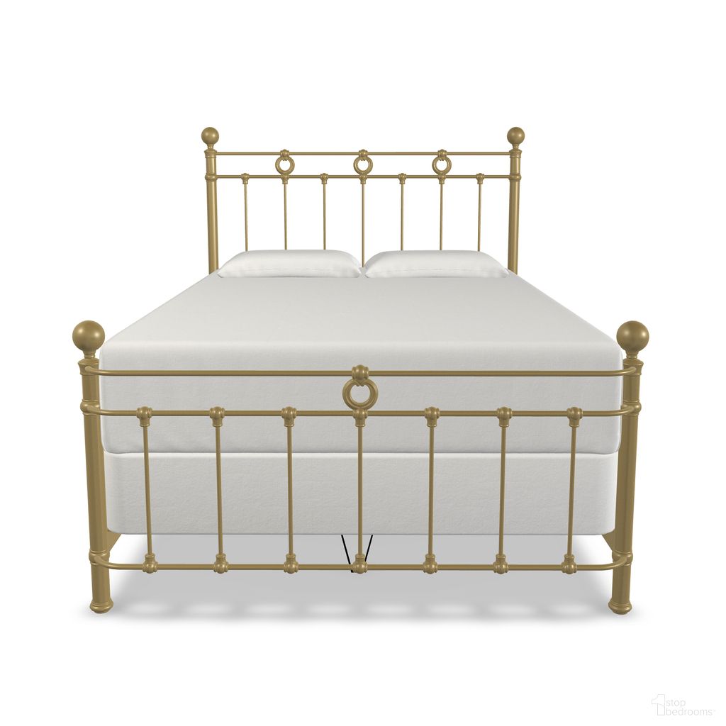 Paisley California King Complete Bed with Metal Profile In Milky Gold