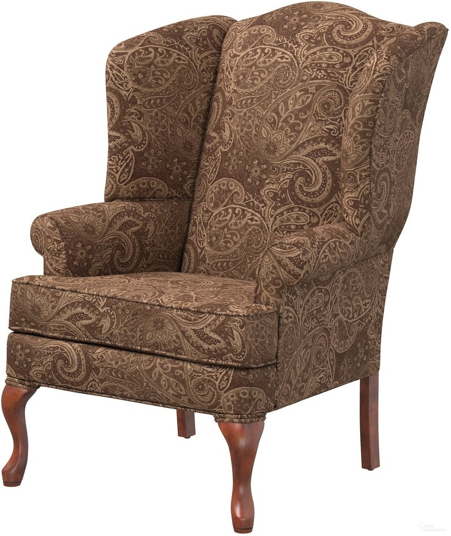 The appearance of Paisley Wing Back Chair In Coco designed by Comfort Pointe in the traditional interior design. This coco piece of furniture was selected by 1StopBedrooms from Paisley Collection to add a touch of cosiness and style into your home. Sku: 7000-02. Material: Wood.