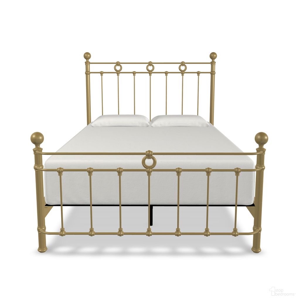 The appearance of Paisley King Complete Bed with Metal Profile and Platform Wood Slats In Milky Gold designed by Wesley Allen in the traditional interior design. This milky gold piece of furniture was selected by 1StopBedrooms from Paisley Collection to add a touch of cosiness and style into your home. Sku: 1054-CB-MPF-WS-7-OGD. Bed Type: Platform Bed. Bed Size: King. Material: Iron.