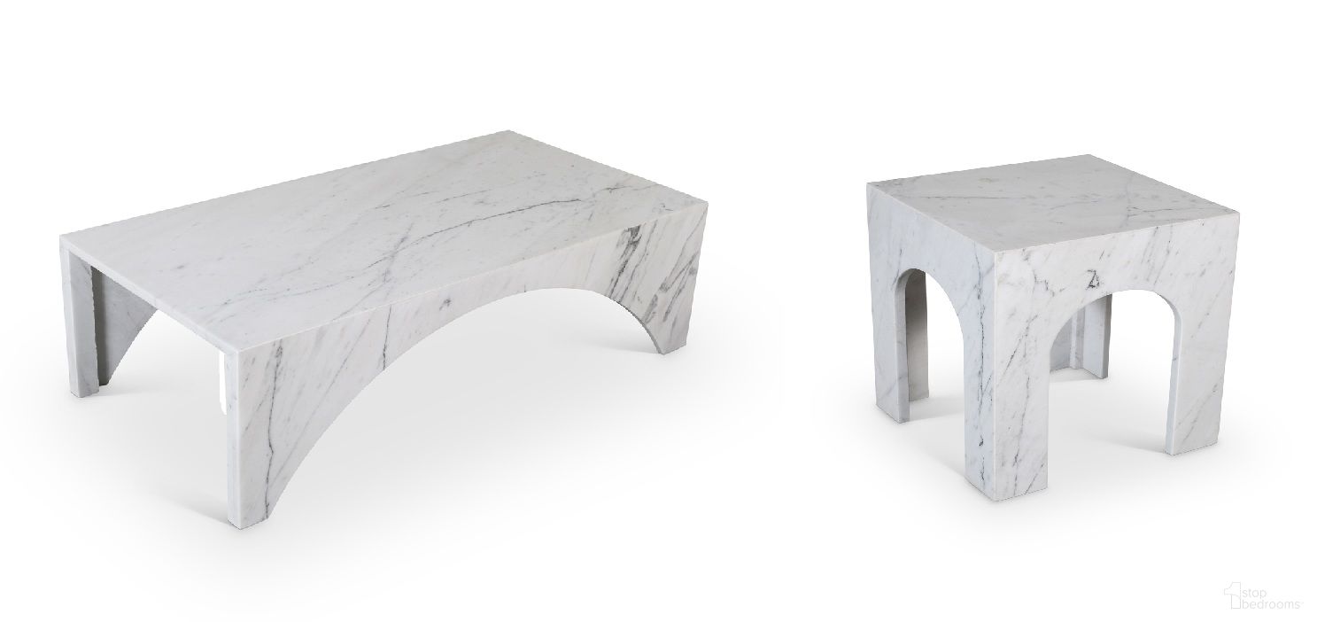 The appearance of Palermo Marble Occasional Table Set In White and Natural designed by Meridian in the modern / contemporary interior design. This white and natural piece of furniture was selected by 1StopBedrooms from Palermo Collection to add a touch of cosiness and style into your home. Sku: 99093White-CT;99093White-ET. Material: Marble.