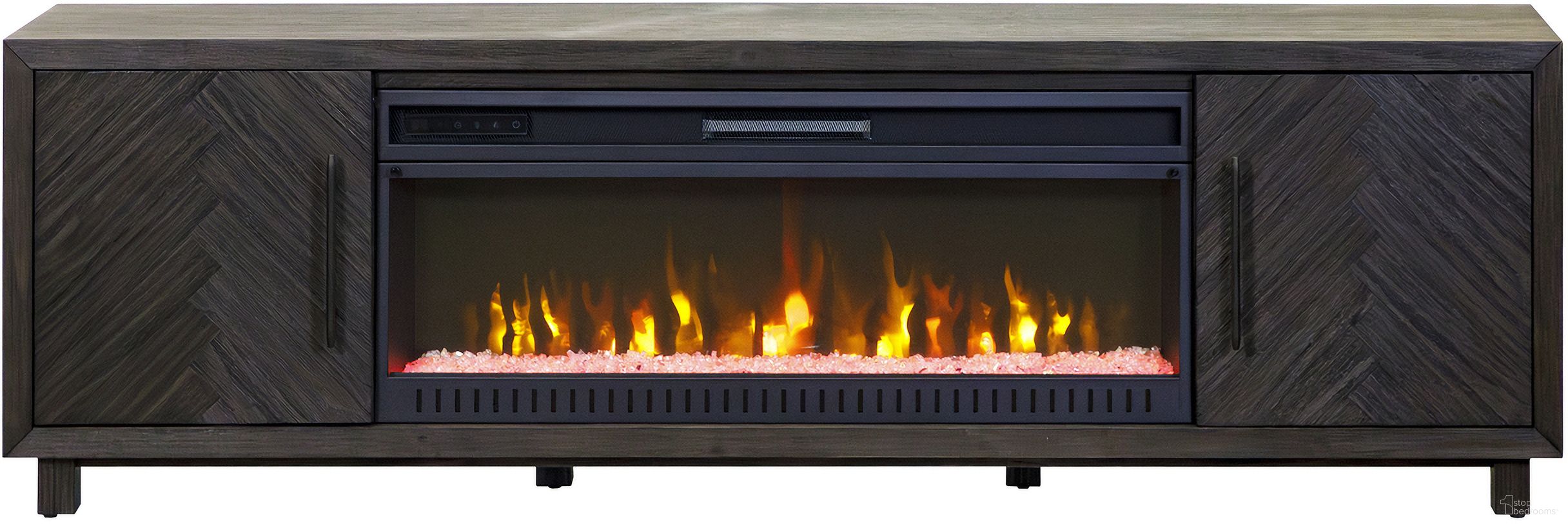 Palisades 80 Inch TV Stand with Fireplace Console In Charcoal