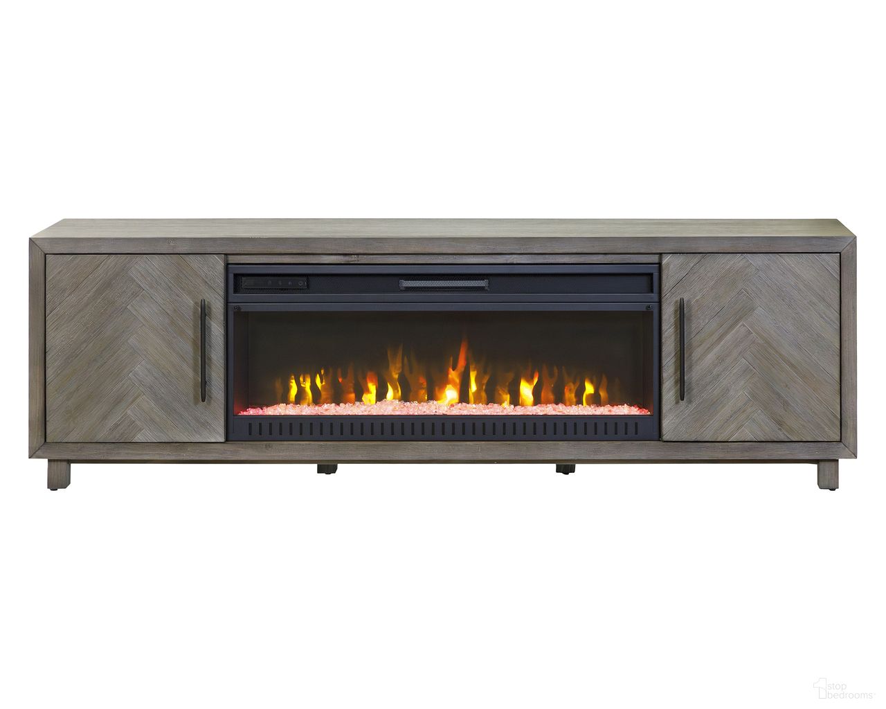Palisades 80 Inch TV Stand with Fireplace Console In Gray