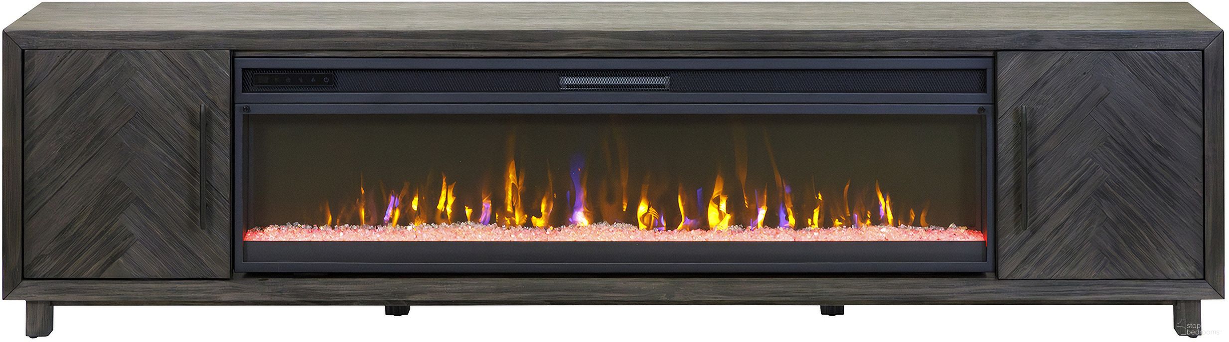 Palisades 96 Inch TV Stand with Fireplace Console In Charcoal
