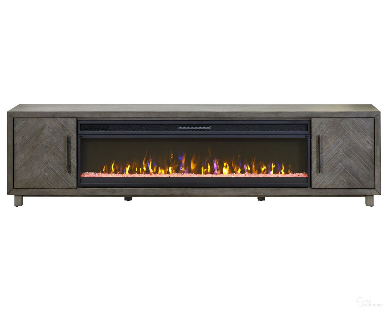 Palisades 96 Inch TV Stand with Fireplace Console In Gray