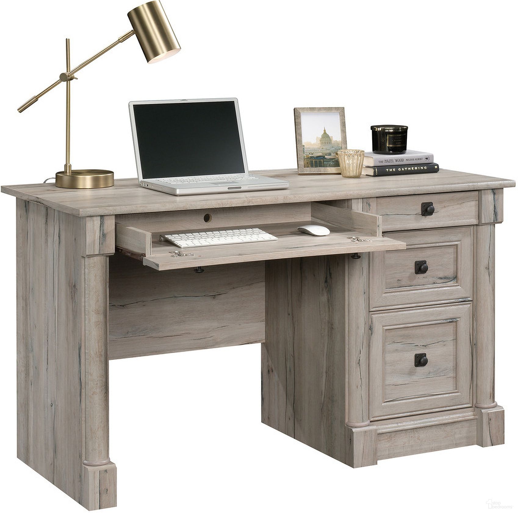 The appearance of Palladia Computer Desk In Split Oak designed by Sauder in the traditional interior design. This split oak piece of furniture was selected by 1StopBedrooms from Palladia Collection to add a touch of cosiness and style into your home. Sku: 424819. Material: Engineered Wood.