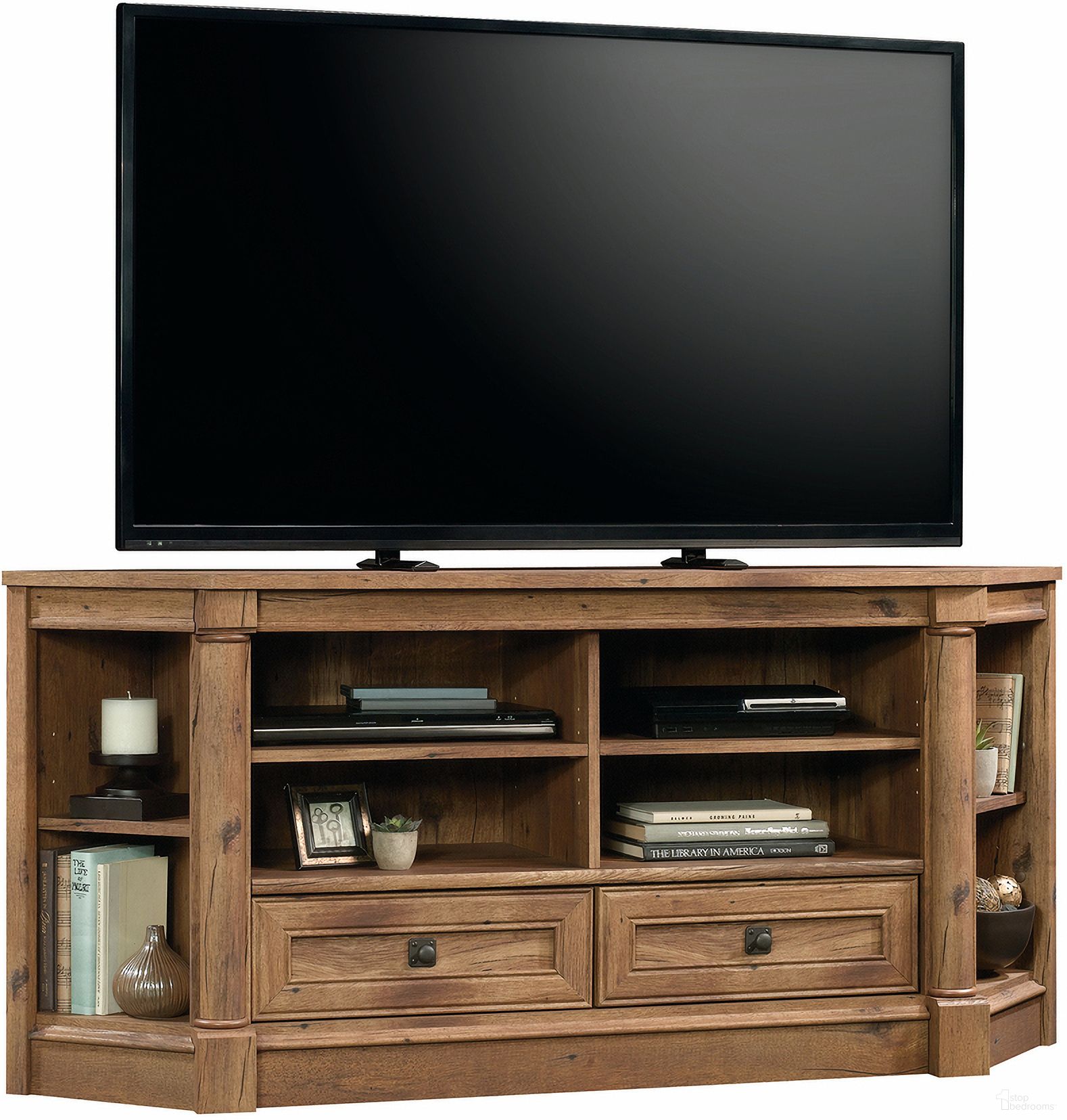 Palladia Corner Entertainment Credenza In Vintage Oak