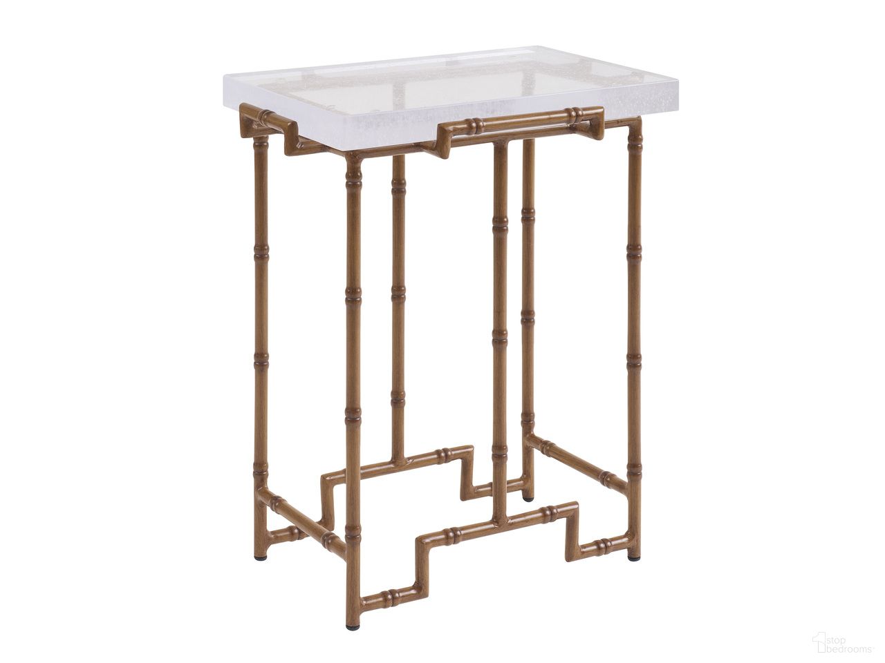 The appearance of Palm Desert Accent Table In Brown designed by Tommy Bahama in the modern / contemporary interior design. This brown piece of furniture was selected by 1StopBedrooms from Palm Desert Collection to add a touch of cosiness and style into your home. Sku: 3340-951. Material: Aluminum. Table Top Shape: Rectangular.