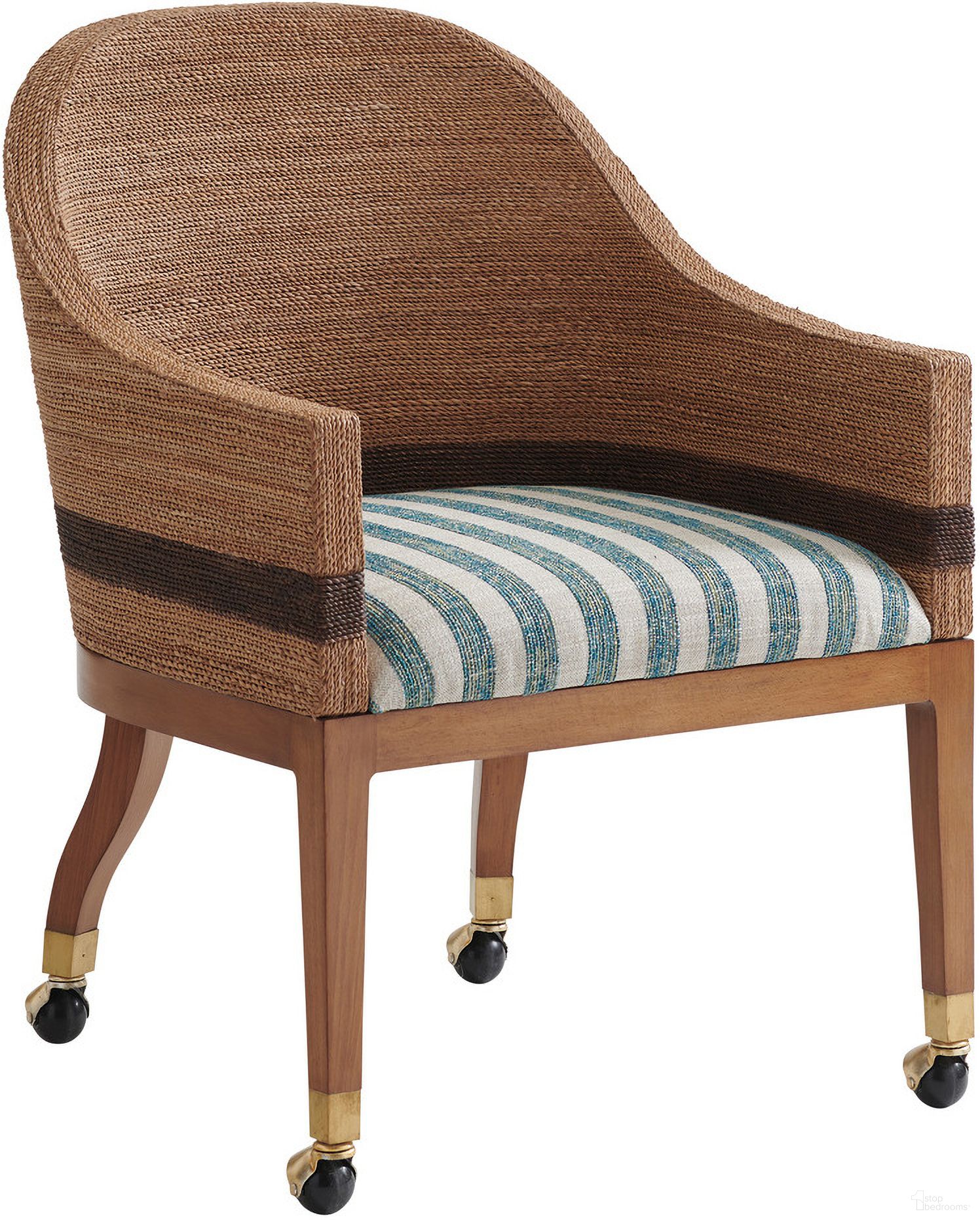 The appearance of Palm Desert Dorian Woven Arm Chair In White And Green designed by Tommy Bahama in the modern / contemporary interior design. This white and green piece of furniture  was selected by 1StopBedrooms from Palm Desert Collection to add a touch of cosiness and style into your home. Sku: 575-887-40.