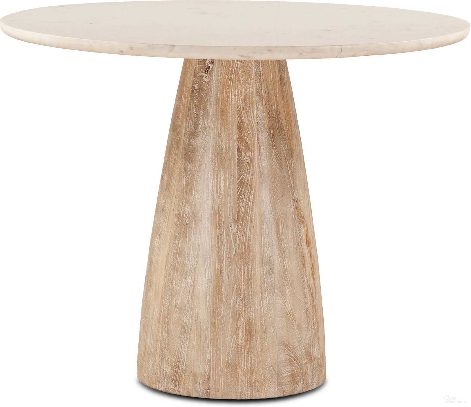 The appearance of Palm Desert Marble Gathering Table with Washed Mango Base In White designed by Home Trends and Design in the transitional interior design. This white piece of furniture  was selected by 1StopBedrooms from Palm Desert Collection to add a touch of cosiness and style into your home. Sku: ZWPDGTMODWM. Material: Mango Wood.