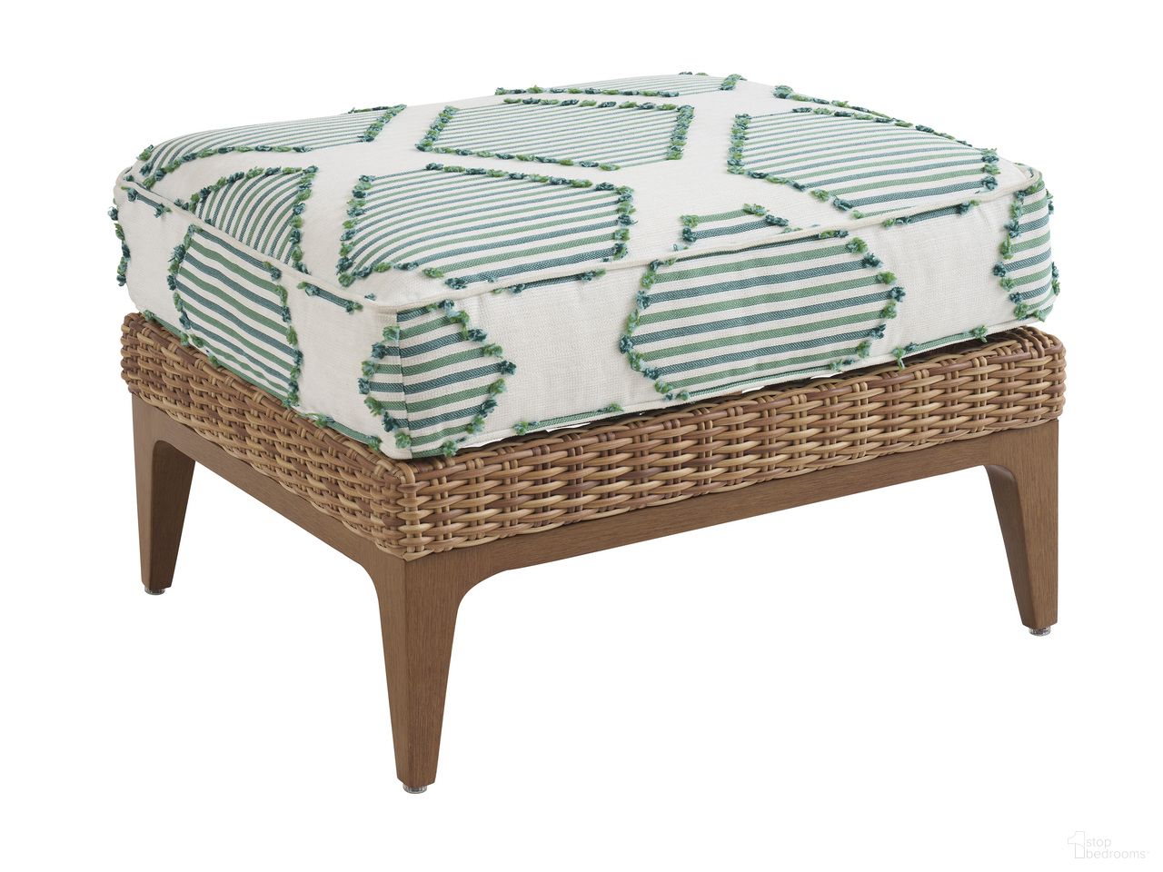 The appearance of Palm Desert Poolside Ottoman In Dark Brown designed by Tommy Bahama in the transitional interior design. This dark brown piece of furniture was selected by 1StopBedrooms from Palm Desert Poolside Collection to add a touch of cosiness and style into your home. Sku: 3340-44-60. Material: Aluminium.