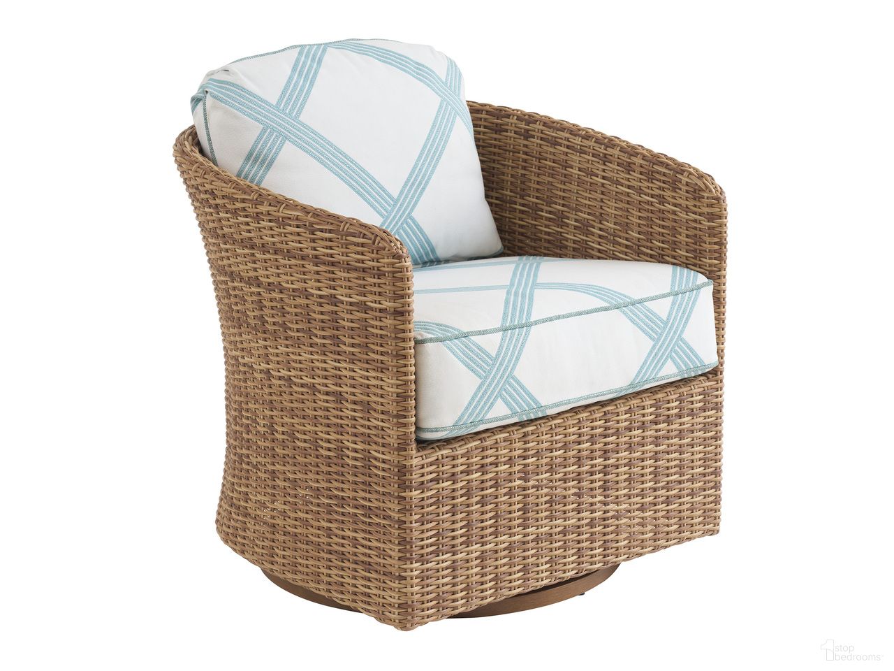 The appearance of Palm Desert Poolside Swivel Occassional Chair In Dark Brown designed by Tommy Bahama in the transitional interior design. This dark brown piece of furniture was selected by 1StopBedrooms from Palm Desert Poolside Collection to add a touch of cosiness and style into your home. Sku: 3340-09SW-60. Material: Aluminium.