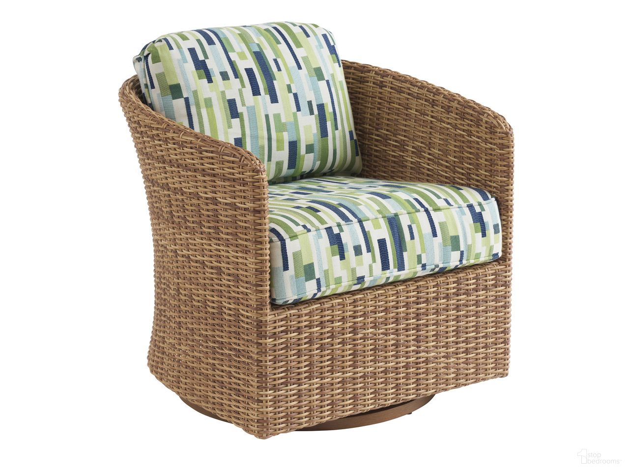 The appearance of Palm Desert Poolside Swivel Occassional Chair In Dark Brown designed by Tommy Bahama in the modern / contemporary interior design. This dark brown piece of furniture was selected by 1StopBedrooms from Palm Desert Poolside Collection to add a touch of cosiness and style into your home. Sku: 3340-09SW. Material: Wicker.