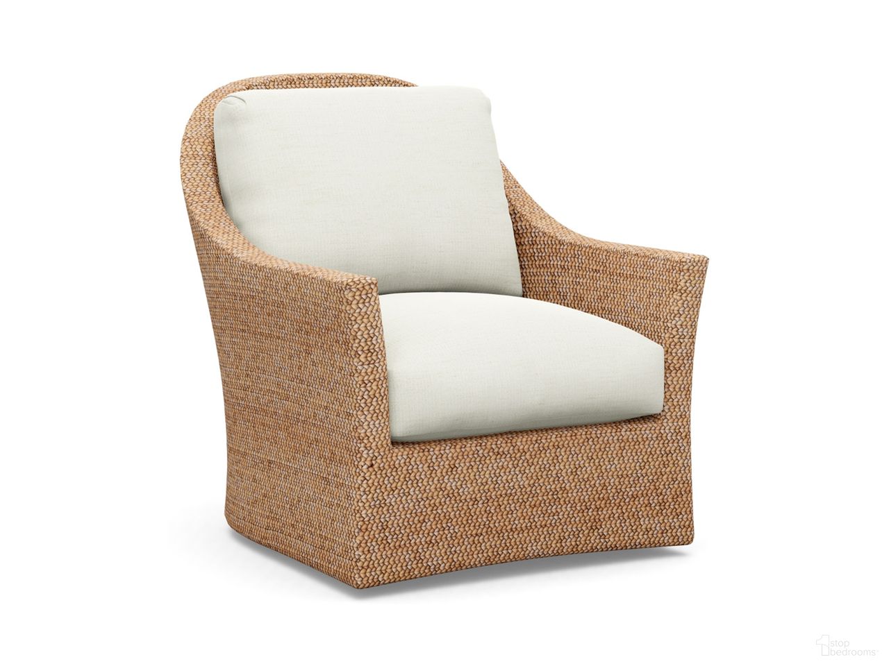 The appearance of Palm Desert Soren Swivel Chair designed by Tommy Bahama in the transitional interior design. This white piece of furniture was selected by 1StopBedrooms from Palm Desert Collection to add a touch of cosiness and style into your home. Sku: 1934-11SW-43.