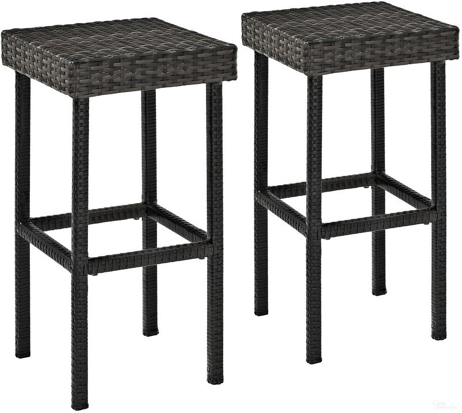 The appearance of Palm Harbor 2 Piece Wicker Backless Outdoor Bar Stool Set In Weathered Gray designed by Crosley Brands in the modern / contemporary interior design. This weathered gray piece of furniture  was selected by 1StopBedrooms from Palm Harbor Collection to add a touch of cosiness and style into your home. Sku: CO7108-WG. Material: Steel.