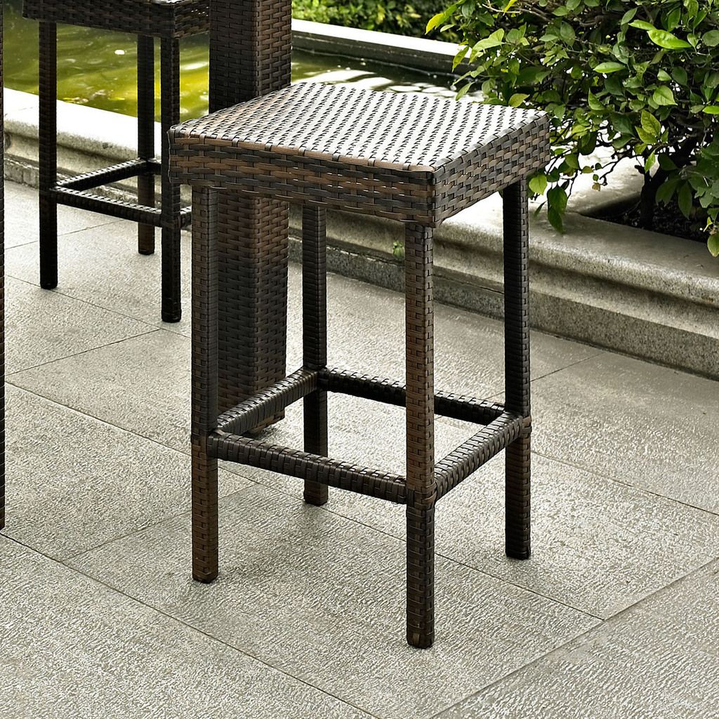 The appearance of Palm Harbor 2 Piece Wicker Counter Height Outdoor Bar Stool Set In Brown designed by Crosley Brands in the modern / contemporary interior design. This brown piece of furniture was selected by 1StopBedrooms from Palm Harbor Collection to add a touch of cosiness and style into your home. Sku: CO7107-BR. Material: Steel.