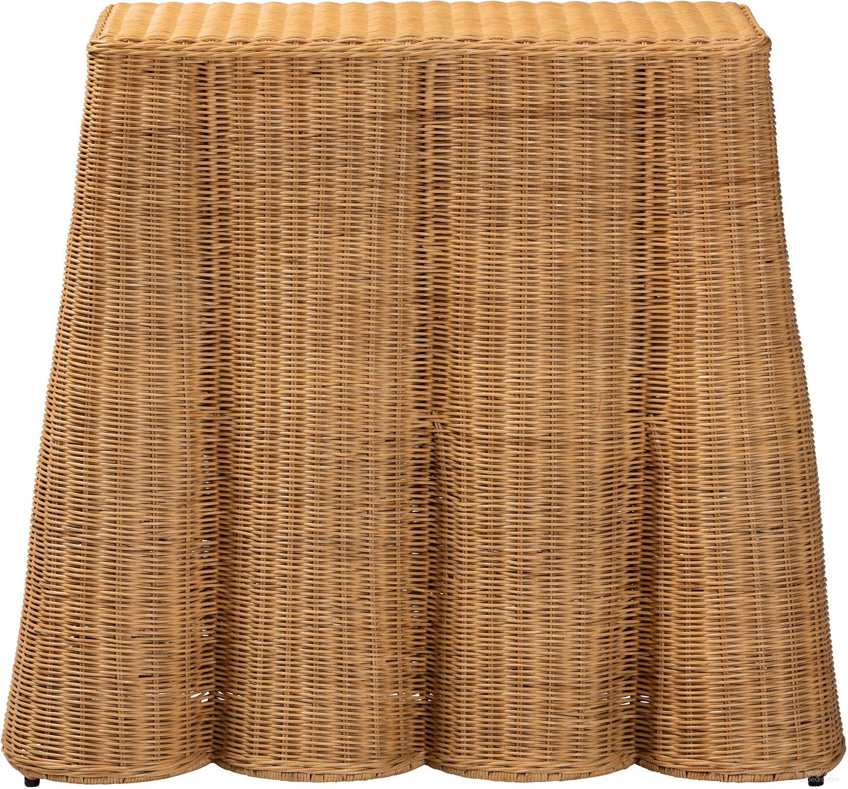 The appearance of Palm Scallop Natural Rattan 36 Inch Rectangle Console Table In Light Honey designed by Baxton Studio in the bohemian interior design. This light honey piece of furniture  was selected by 1StopBedrooms from Palm Collection to add a touch of cosiness and style into your home. Sku: Palm-Small-Light Honey Rattan-Console Table. Material: Natural Rattan.
