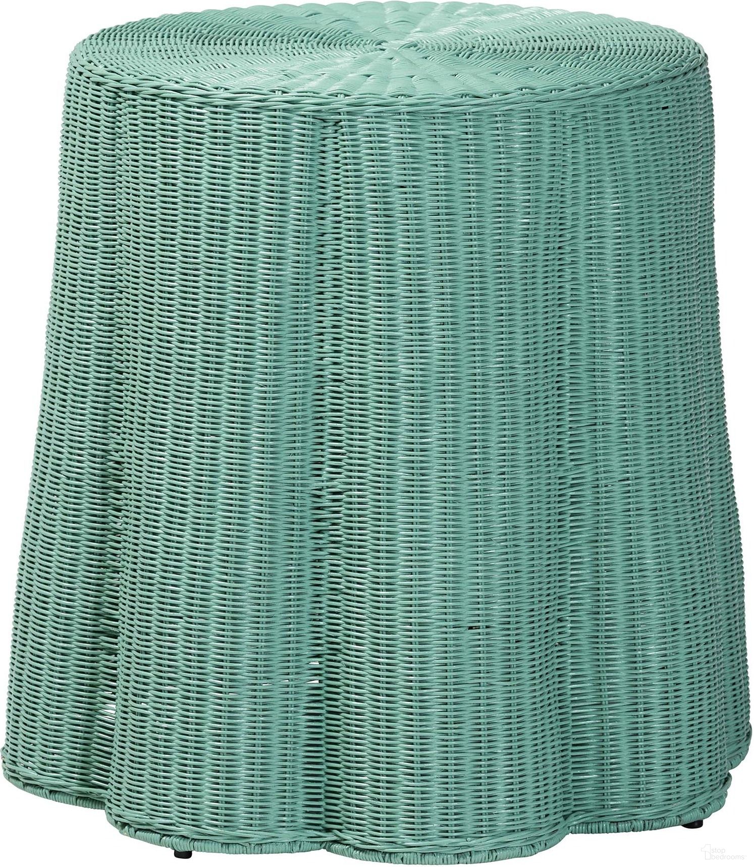 The appearance of Palm Scallop Natural Rattan Round Console Table In Teal Green designed by Baxton Studio in the bohemian interior design. This teal green piece of furniture was selected by 1StopBedrooms from Palm Collection to add a touch of cosiness and style into your home. Sku: Palm-Green Rattan Round-Console Table. Material: Natural Rattan.