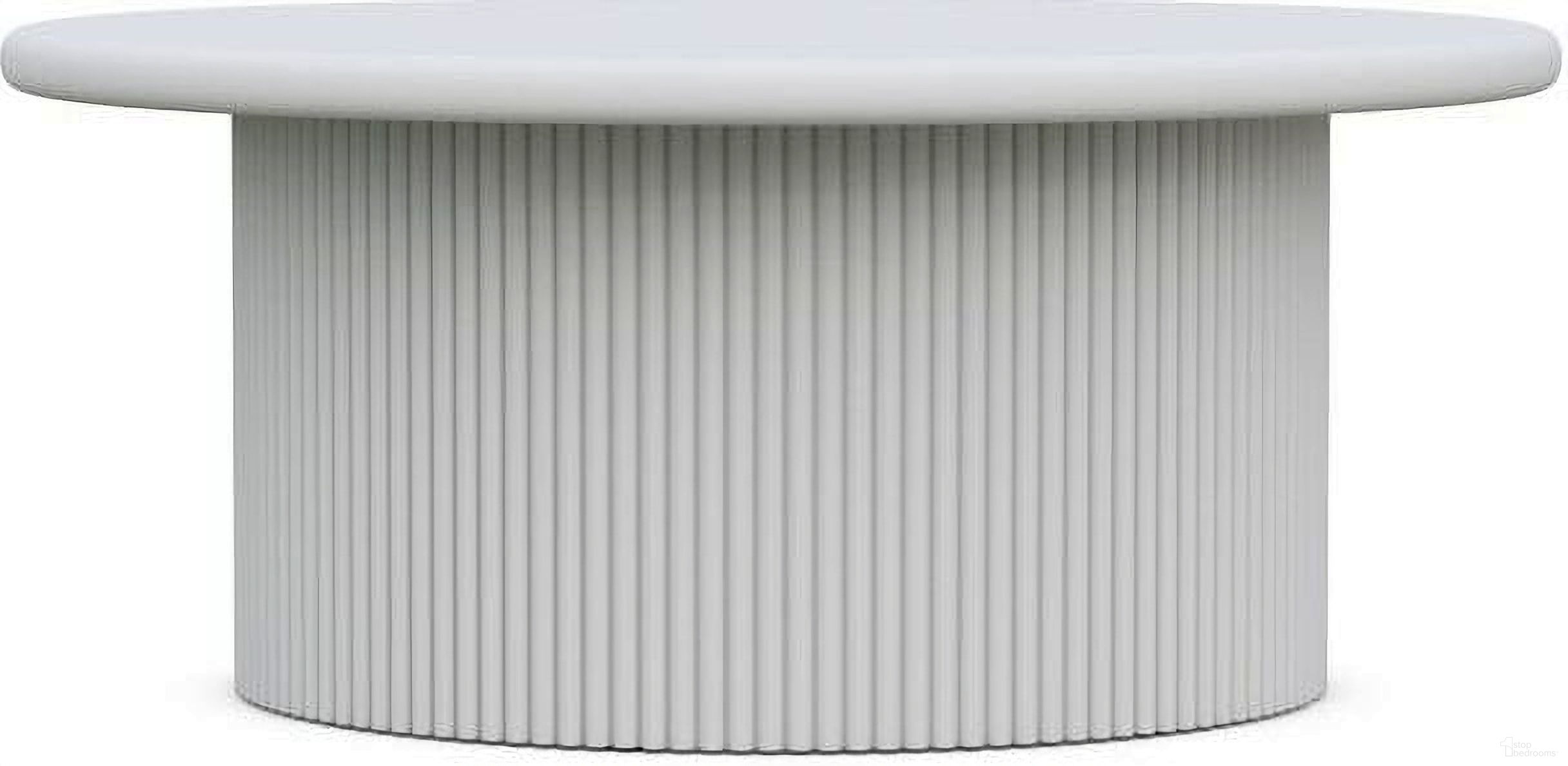 The appearance of Palma 40 Inch Coffee Table In Matte White designed by Azzurro Living in the coastal interior design. This matte white piece of furniture was selected by 1StopBedrooms from Palma Collection to add a touch of cosiness and style into your home. Sku: PMA-A17CT. Material: Aluminum.