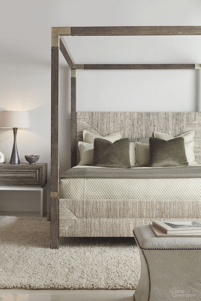 The appearance of Palma Canopy Bedroom Set designed by Bernhardt in the modern / contemporary interior design. This rustic/light gray wash/tarnish nickel piece of furniture  was selected by 1StopBedrooms from Palma Collection to add a touch of cosiness and style into your home. Sku: 369HF59;369MTL;369P59;369R59;369232. Bed Type: Canopy Bed. Material: Steel. Bed Size: King.