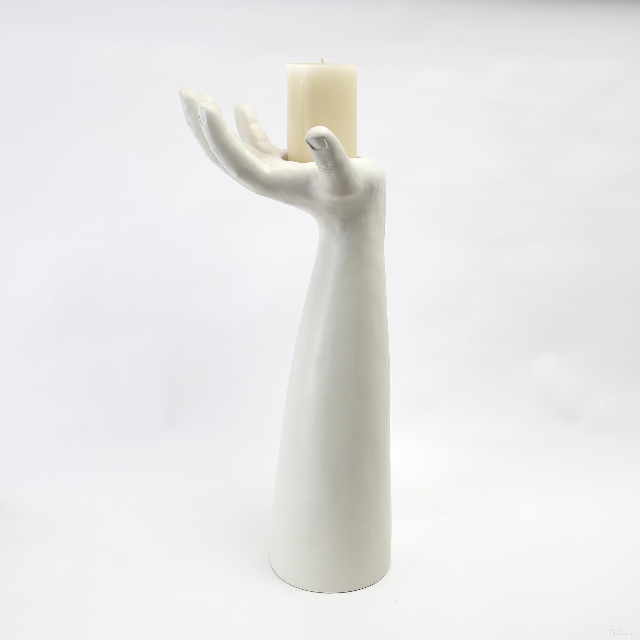 Palma Left Candle Holder In Matte White