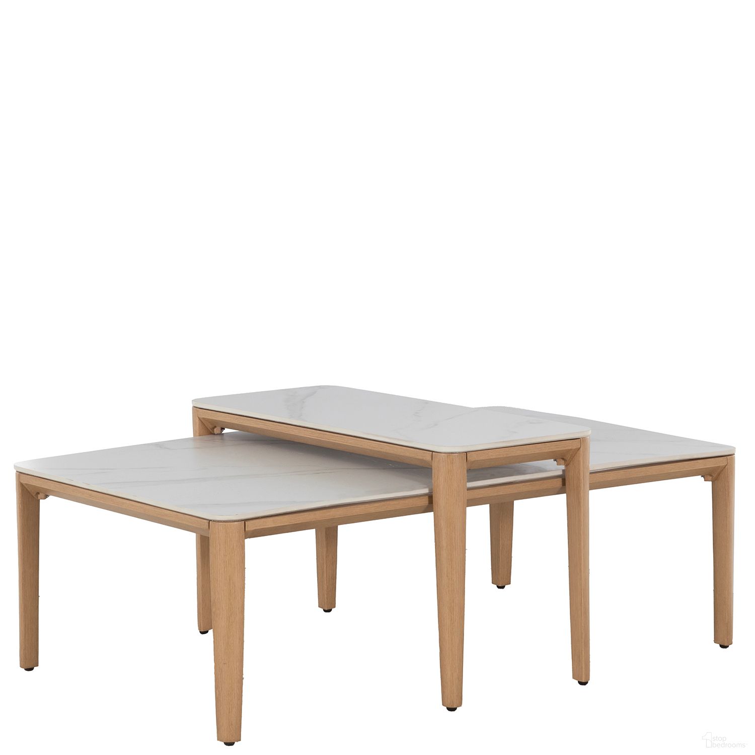 The appearance of Palma Nesting Coffee Tables In Natural designed by Summer Classics in the transitional interior design. This natural piece of furniture was selected by 1StopBedrooms from Palma Collection to add a touch of cosiness and style into your home. Sku: 1504143. Material: Aluminum.