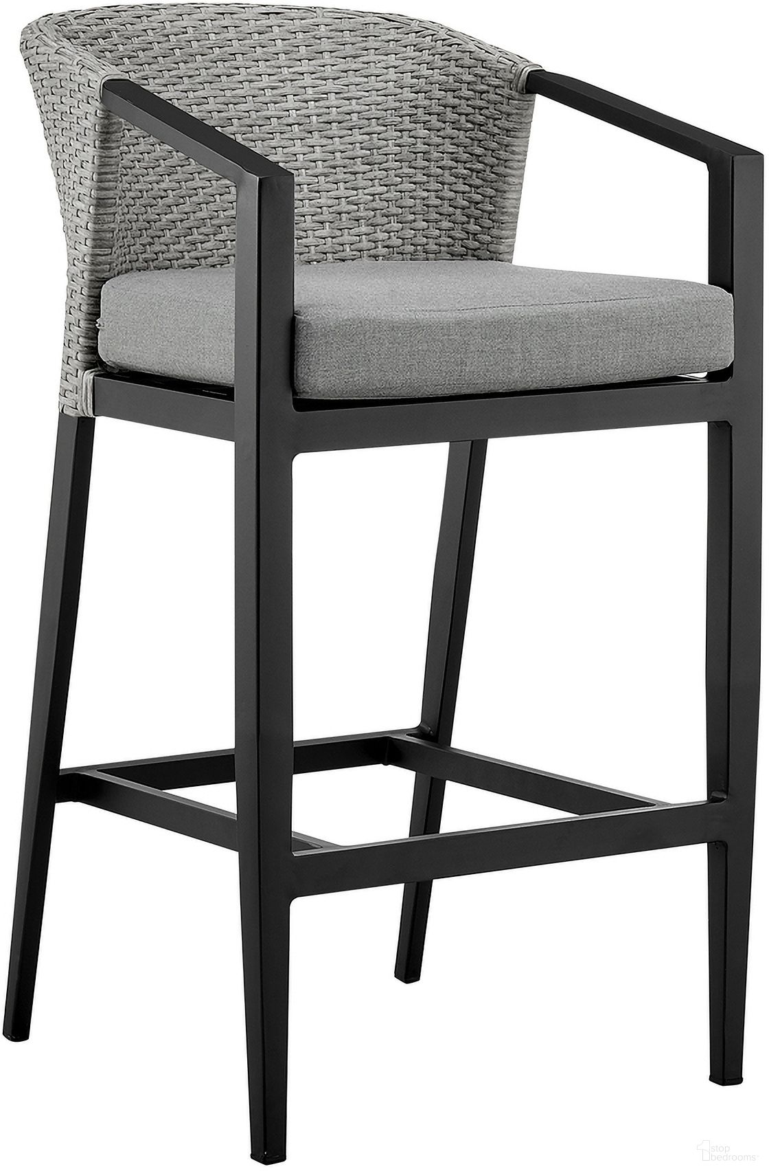 The appearance of Palma Outdoor Patio Bar Stool In Dark Gray designed by Armen Living in the modern / contemporary interior design. This dark gray piece of furniture  was selected by 1StopBedrooms from Palma Collection to add a touch of cosiness and style into your home. Sku: LCPFBAGR30. Material: Aluminum.