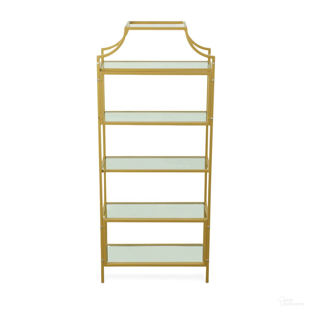Palmer 5-Tier Glass Shelf Bookcase In Clear and Gold