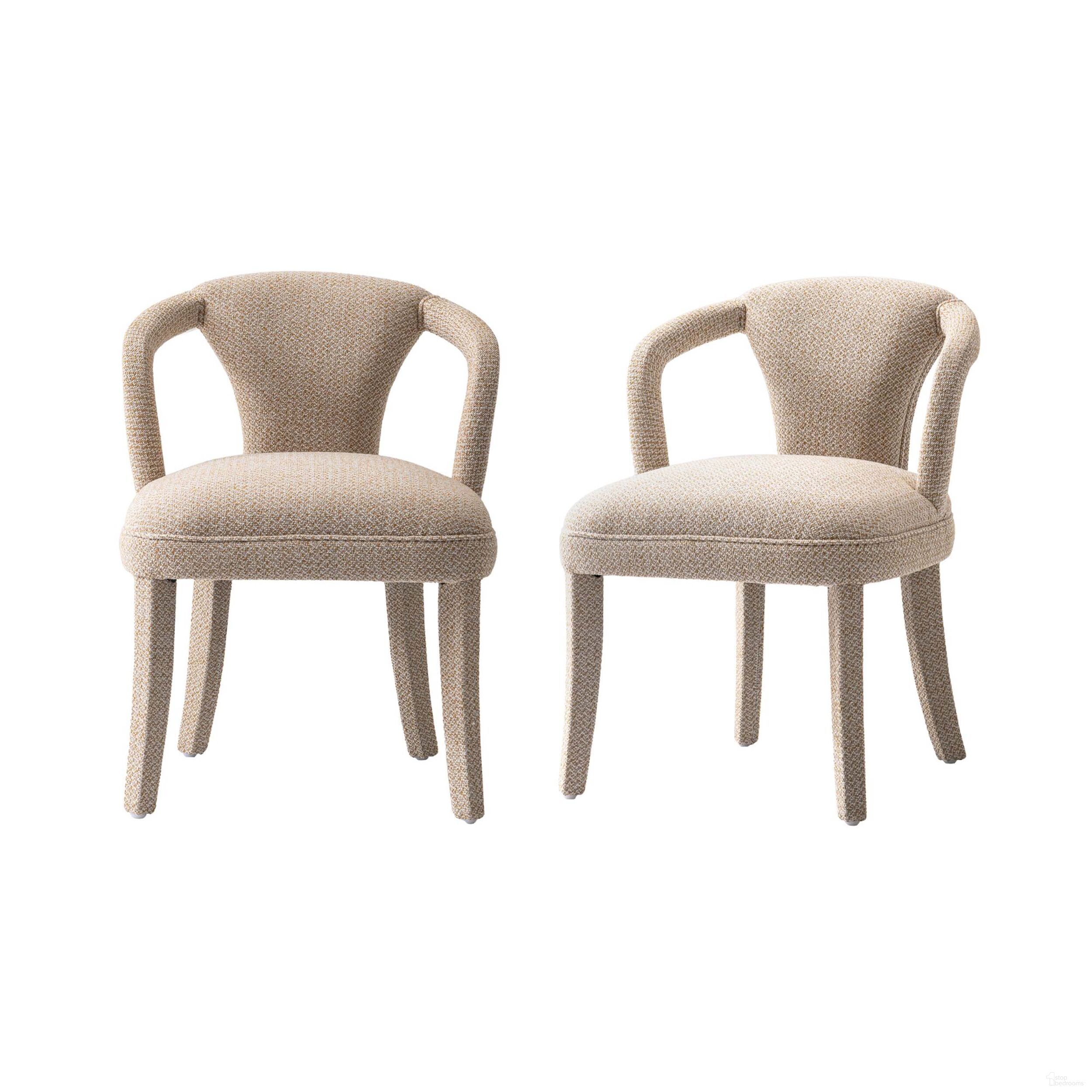 The appearance of Palmer Dining Armchair Set of 2 In Gold Dust designed by Manhattan Comfort in the transitional interior design. This gold piece of furniture  was selected by 1StopBedrooms from Palmer Collection to add a touch of cosiness and style into your home. Sku: DC088AR-IV;DC088AR-IV. Material: Wood. Chair Type: Arm Chair.