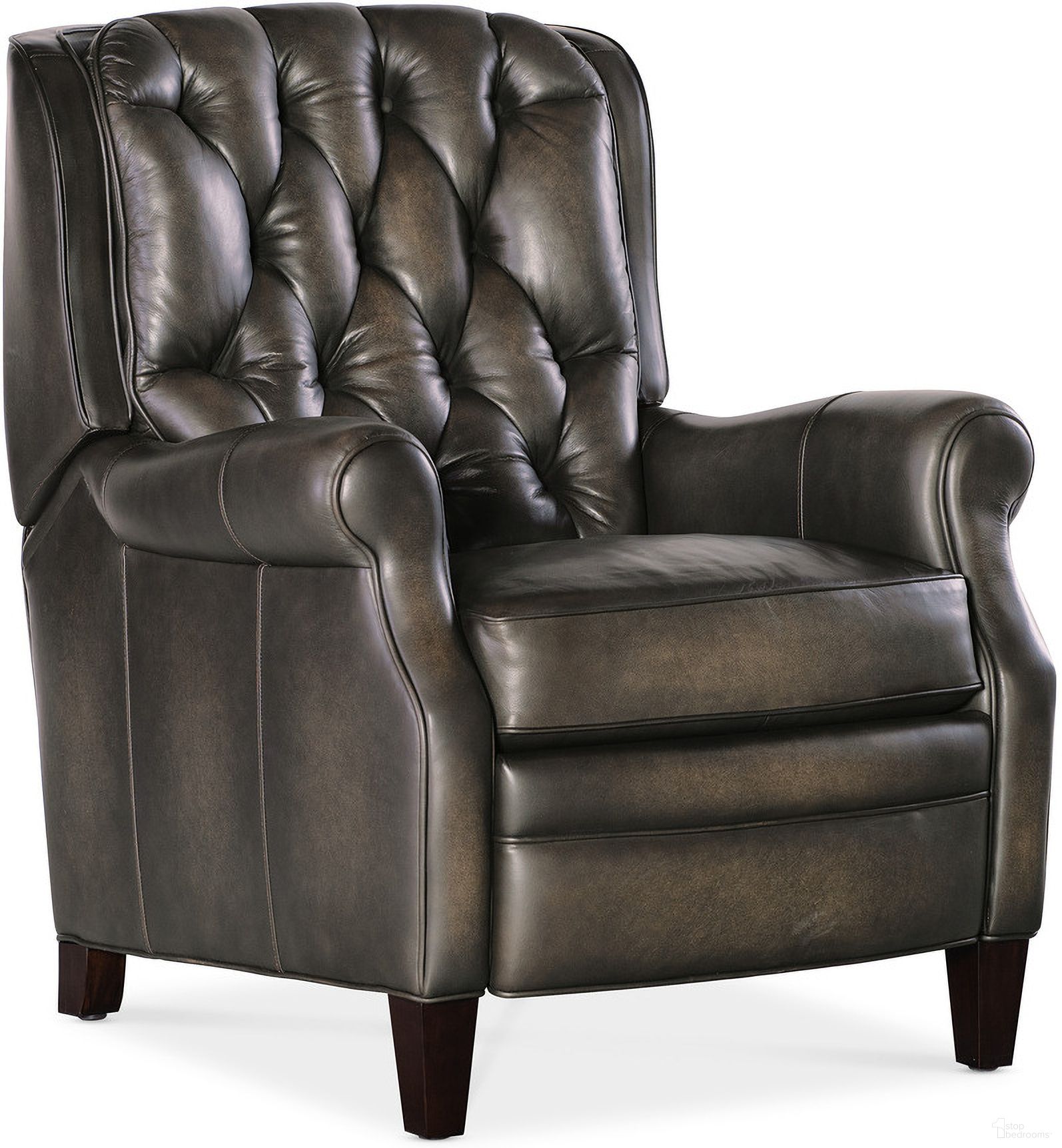 The appearance of Palmer Press Back Recliner In Grey designed by Hooker in the traditional interior design. This grey piece of furniture was selected by 1StopBedrooms from RC Collection to add a touch of cosiness and style into your home. Sku: RC111-PB-095. Material: Leather.