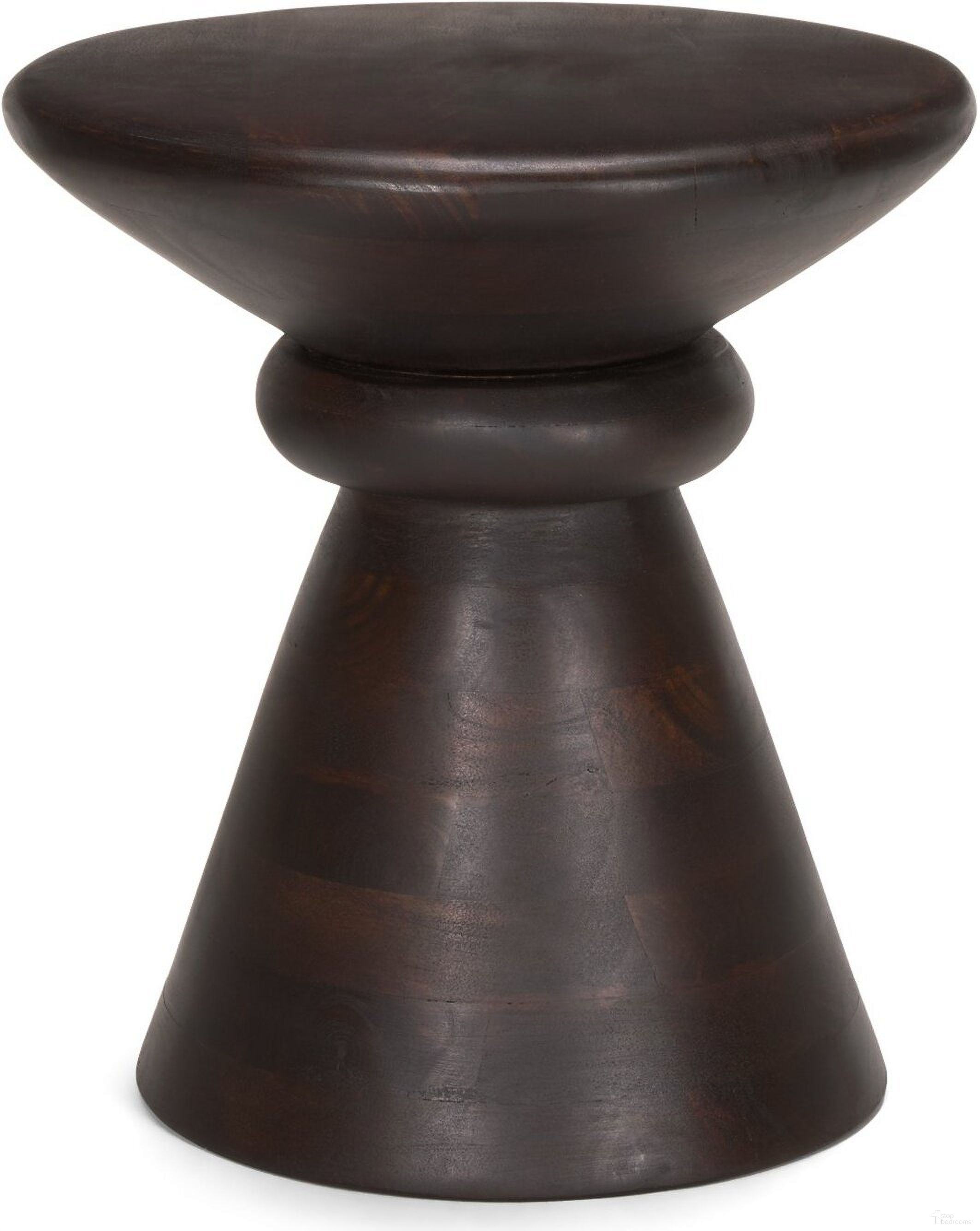 Palmera Wood Pedestal Accent Table In Dark Brown