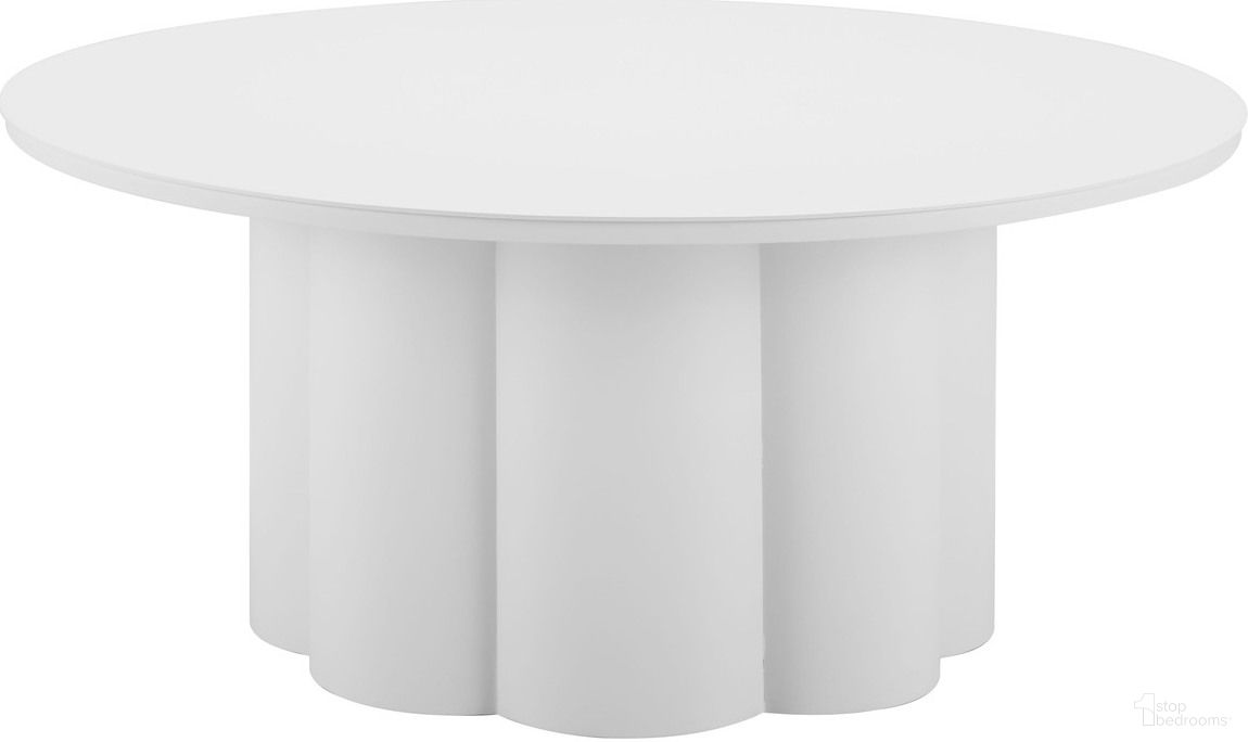 The appearance of Palmier Coffee Table In White designed by Zuo Modern in the modern / contemporary interior design. This white piece of furniture  was selected by 1StopBedrooms from Palmier Collection to add a touch of cosiness and style into your home. Sku: 704070. Material: Aluminum.