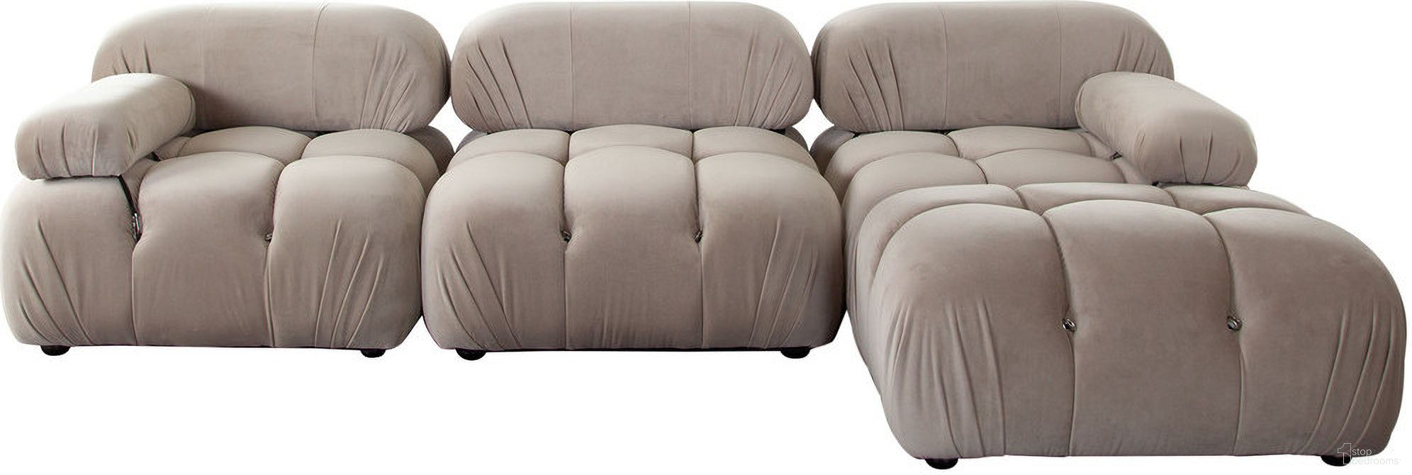 The appearance of Paloma 4Pc Modular 111 Inch Reversible Chaise Sectional In Mink Tan Velvet designed by Diamond Sofa in the modern / contemporary interior design. This tan piece of furniture was selected by 1StopBedrooms from Paloma Collection to add a touch of cosiness and style into your home. Sku: PALOMALCTN;PALOMAACTN;PALOMARCTN;PALOMAOTTN. Material: Velvet. Layout: Modular.