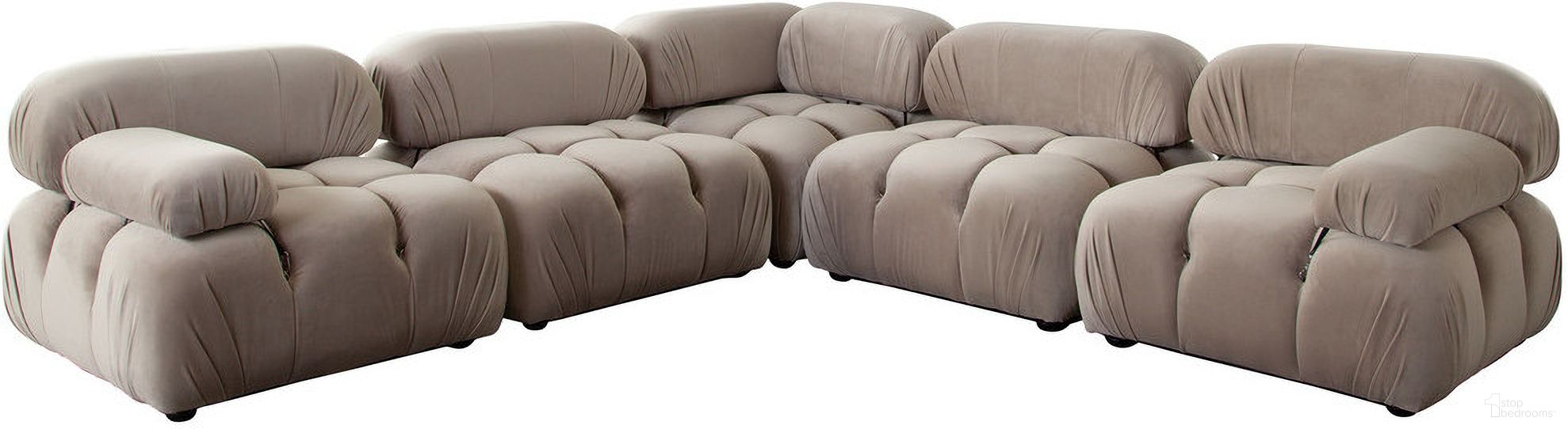 The appearance of Paloma 5Pc Modular 111 Inch Corner Sectional In Mink Tan Velvet designed by Diamond Sofa in the modern / contemporary interior design. This tan piece of furniture was selected by 1StopBedrooms from Paloma Collection to add a touch of cosiness and style into your home. Sku: PALOMALCTN;PALOMAACTN;PALOMASCTN;PALOMAACTN;PALOMARCTN. Material: Velvet. Layout: Modular.