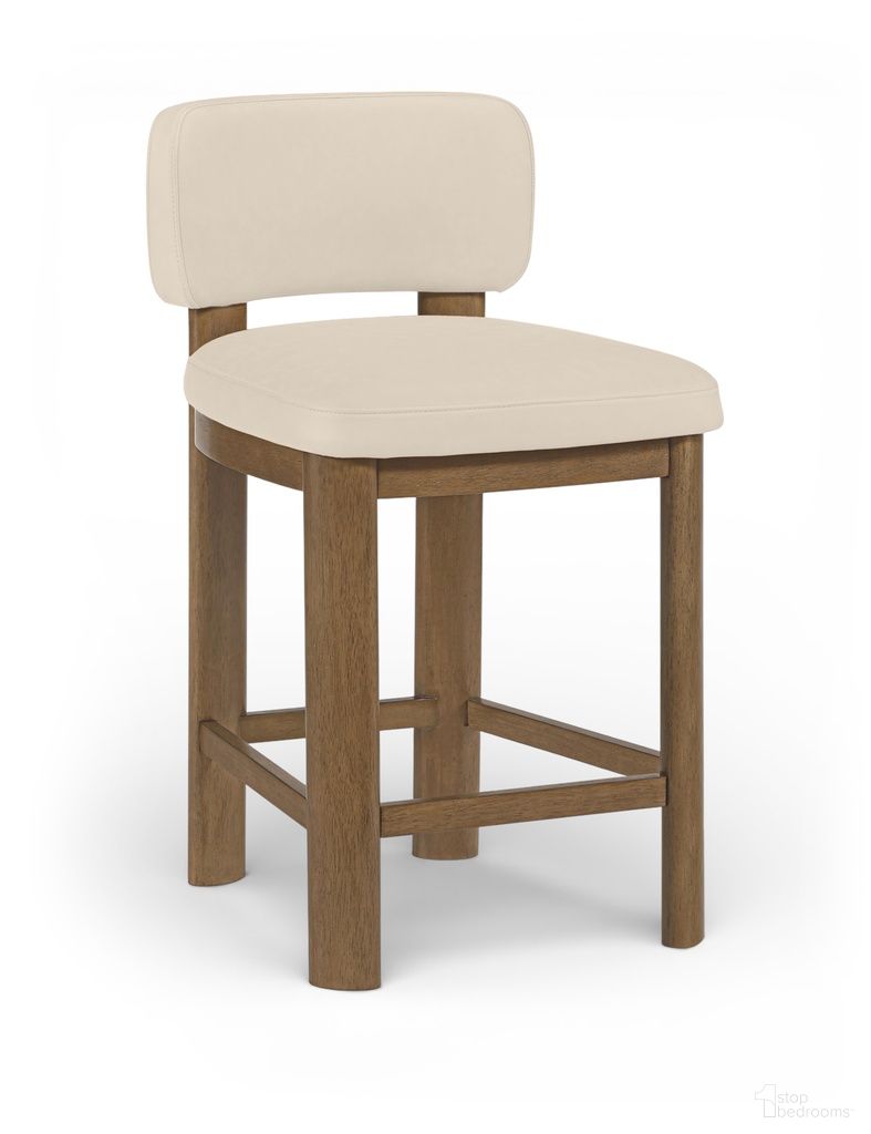 Paloma Vegan Leather Upholstered Counter Stool Set of 2 In Beige