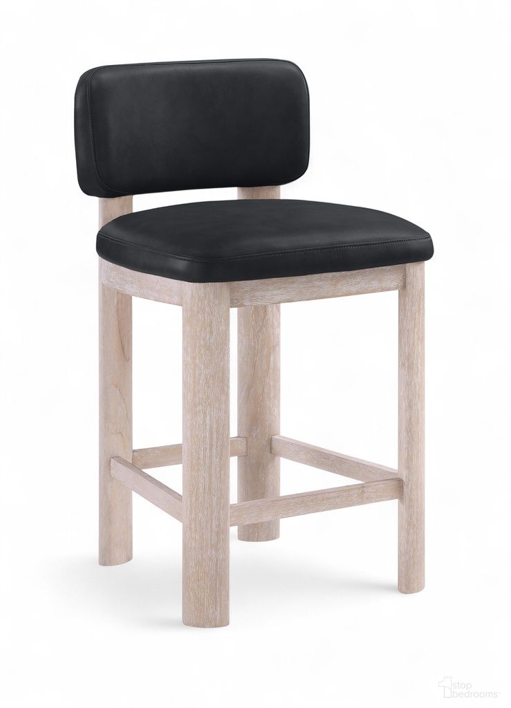 Paloma Vegan Leather Upholstered Counter Stool Set of 2 In Black