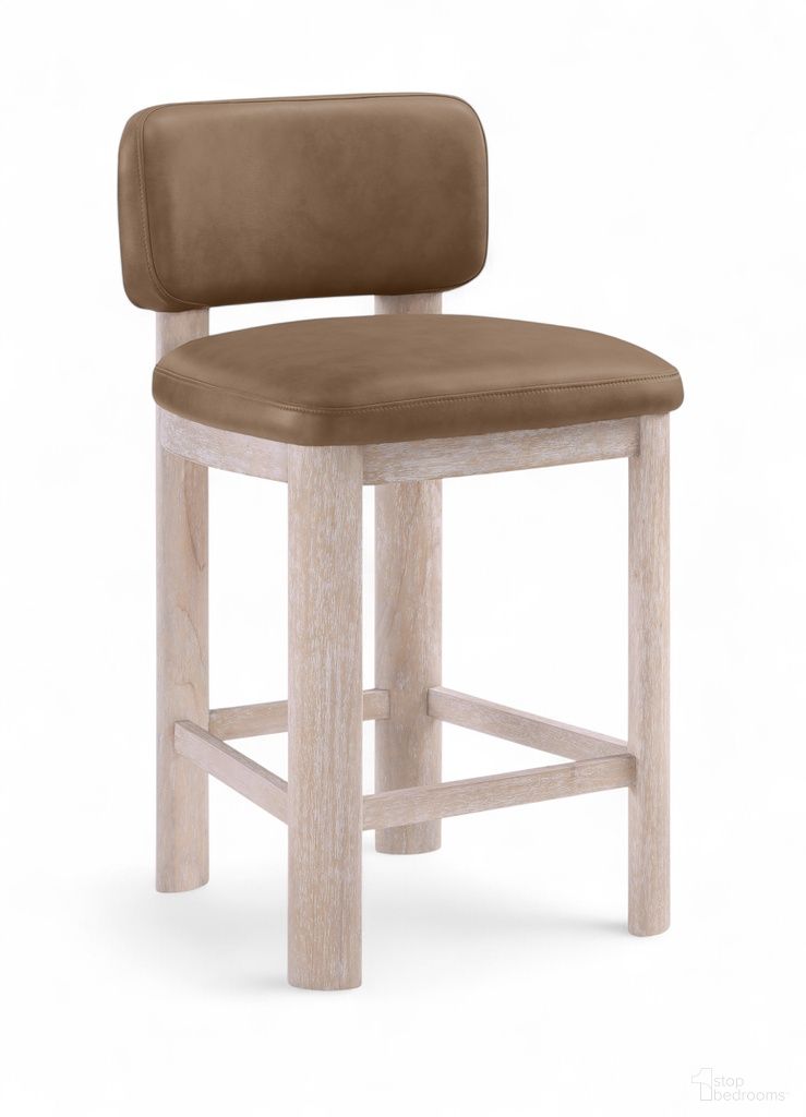 Paloma Vegan Leather Upholstered Counter Stool Set of 2 In Brown