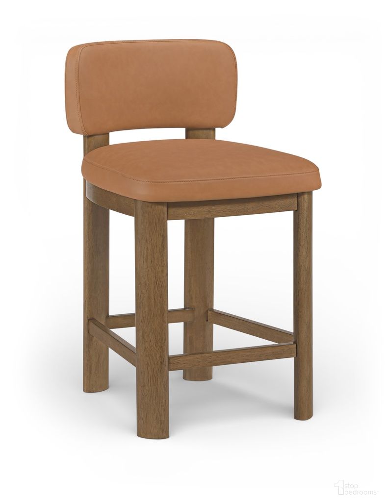 Paloma Vegan Leather Upholstered Counter Stool Set of 2 In Cognac