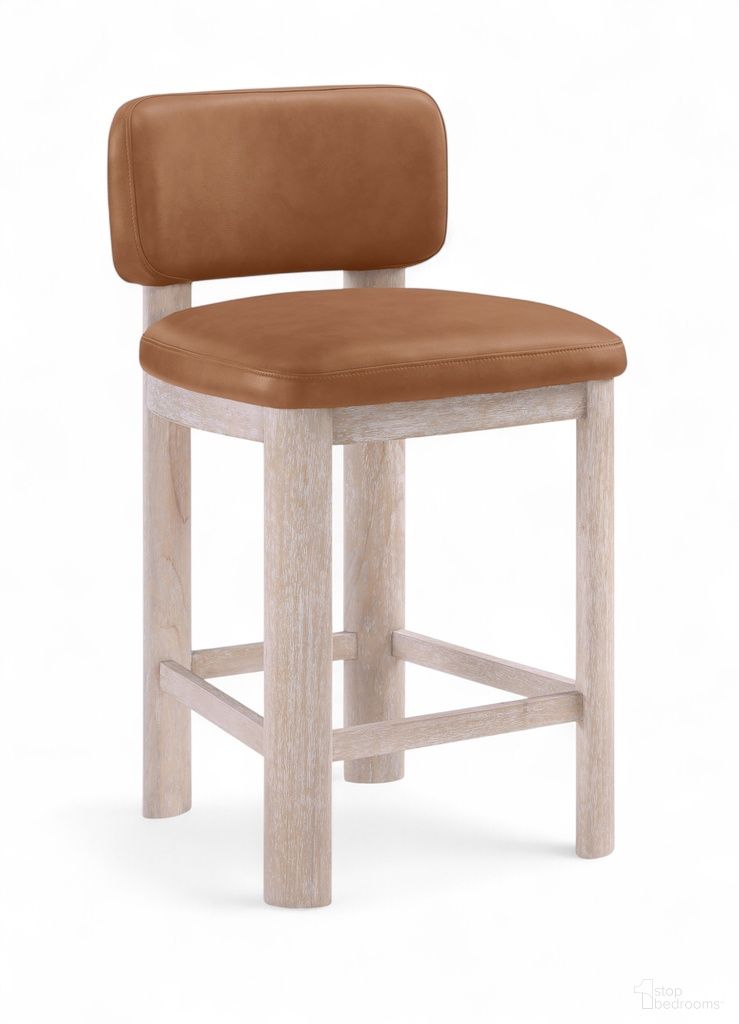 Paloma Vegan Leather Upholstered Counter Stool Set of 2 In Cognac