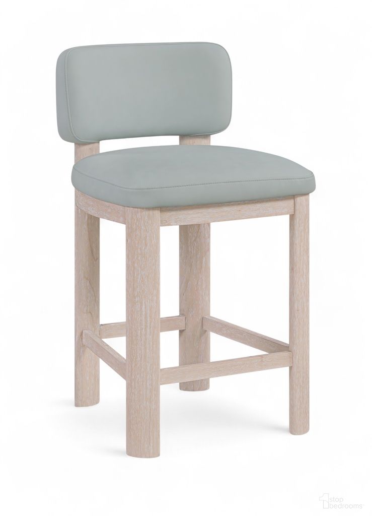 Paloma Vegan Leather Upholstered Counter Stool Set of 2 In Light Blue