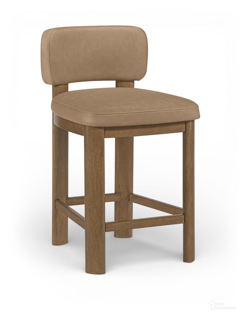 Paloma Vegan Leather Upholstered Counter Stool Set of 2 In Tan