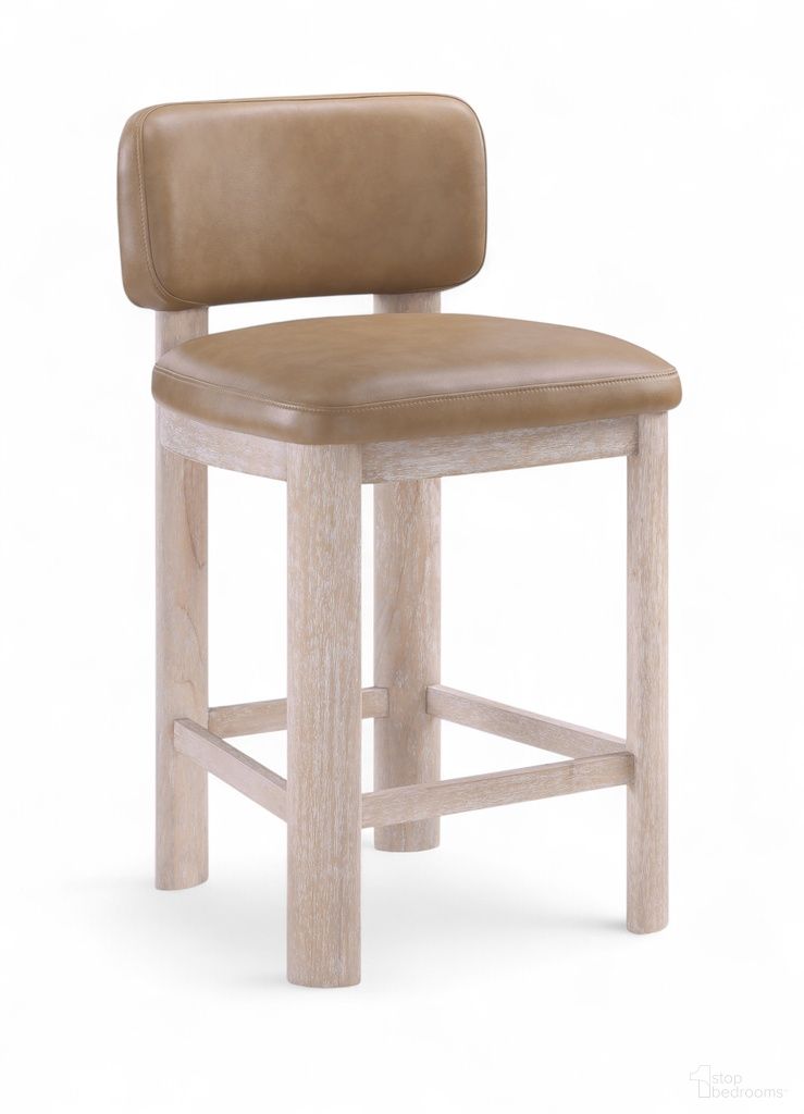Paloma Vegan Leather Upholstered Counter Stool Set of 2 In Tan