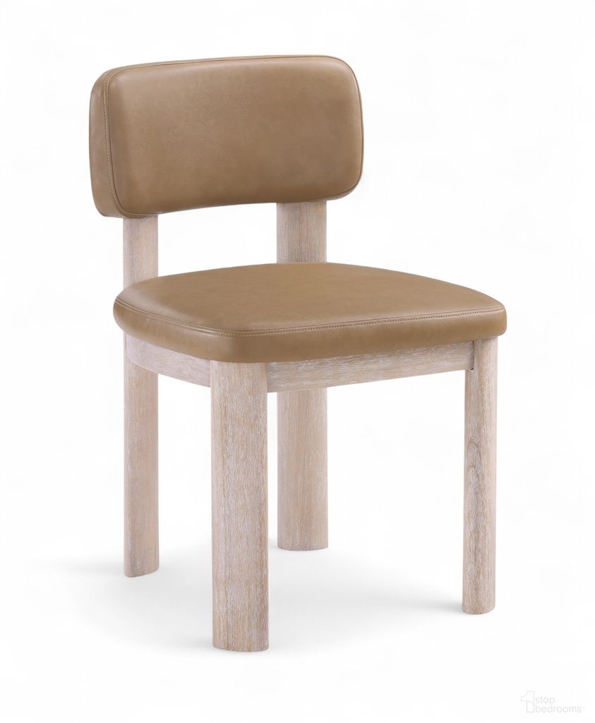 Paloma Vegan Leather Upholstered Dining Chair Set of 2 In Tan