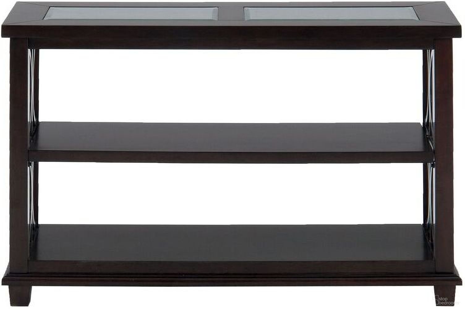 The appearance of Panama Sofa Table In Dark Brown designed by Jofran in the transitional interior design. This dark brown piece of furniture  was selected by 1StopBedrooms from Panama Collection to add a touch of cosiness and style into your home. Sku: 966-4. Material: Glass.