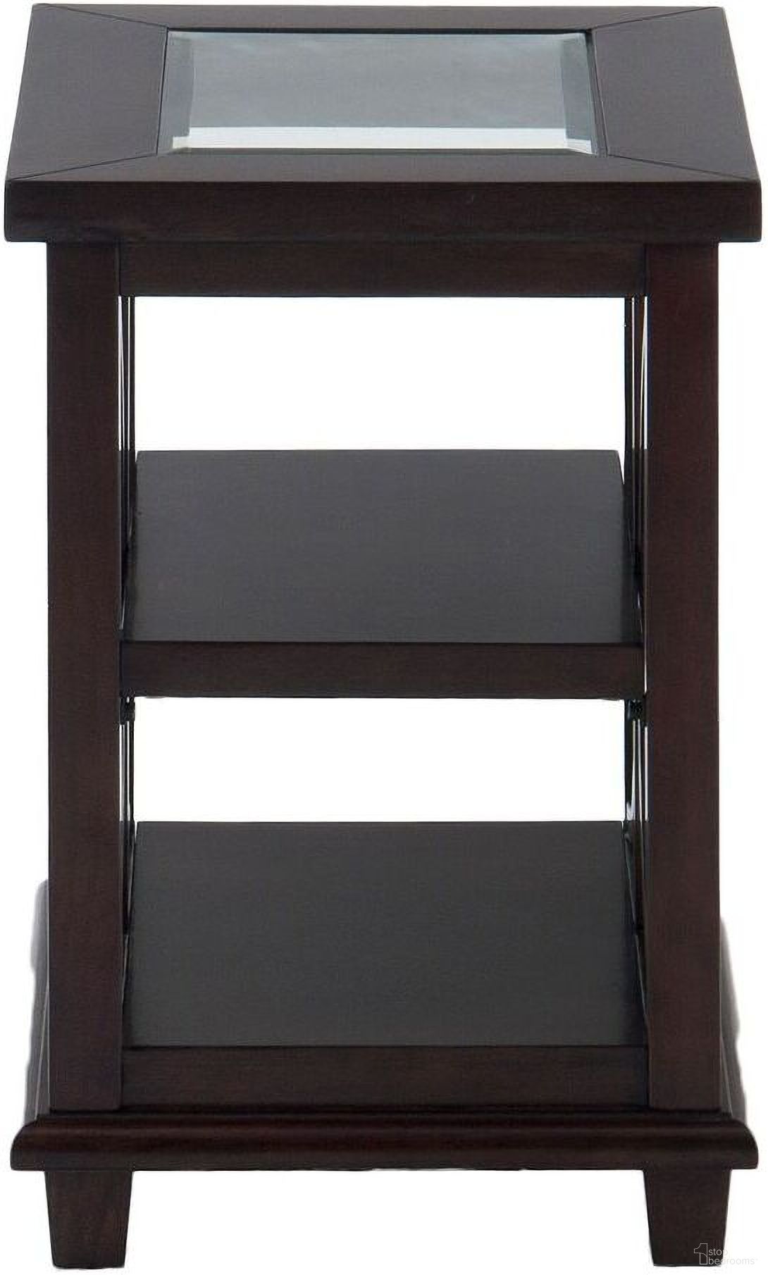 The appearance of Panama Brown Small End Table In Dark Brown designed by Jofran in the transitional interior design. This dark brown piece of furniture  was selected by 1StopBedrooms from Panama Collection to add a touch of cosiness and style into your home. Sku: 966-7. Material: Glass.