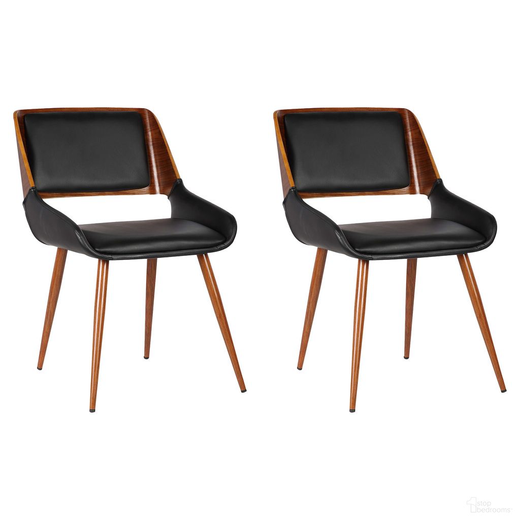 The appearance of Panda Dining Chair Set of 2 In Walnut and Black designed by Armen Living in the transitional interior design. This walnut and black piece of furniture was selected by 1StopBedrooms from Panda Collection to add a touch of cosiness and style into your home. Sku: LCPNSIWABL;LCPNSIWABL. Material: Faux Leather. Chair Type: Side Chair.
